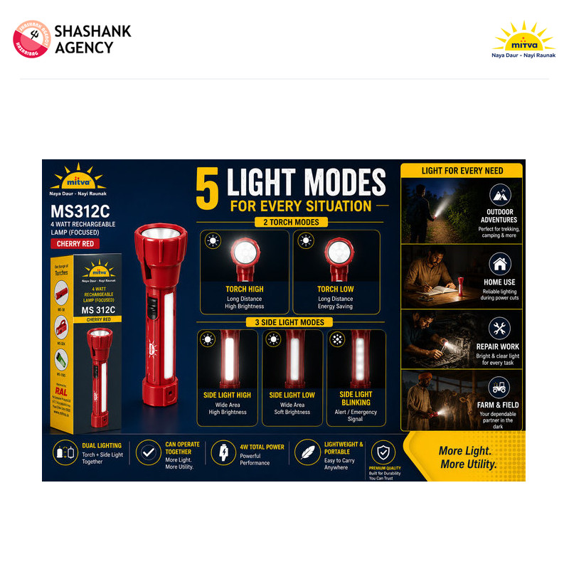 Mitwa MITWA - Rechargeable Torch - 2IN1 - MS312C product view 3