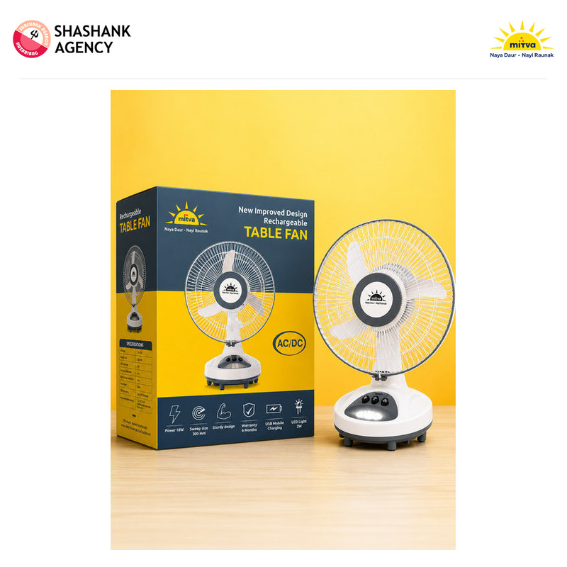 Mitwa MITWA - Table Fan - Rechargeable - 300mm - With Battery