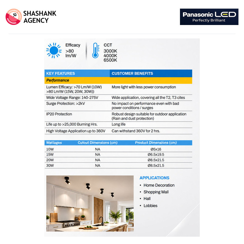 PANASONIC PANASONIC LED - COB Track Light - 30W - 3000K - Black product view 2