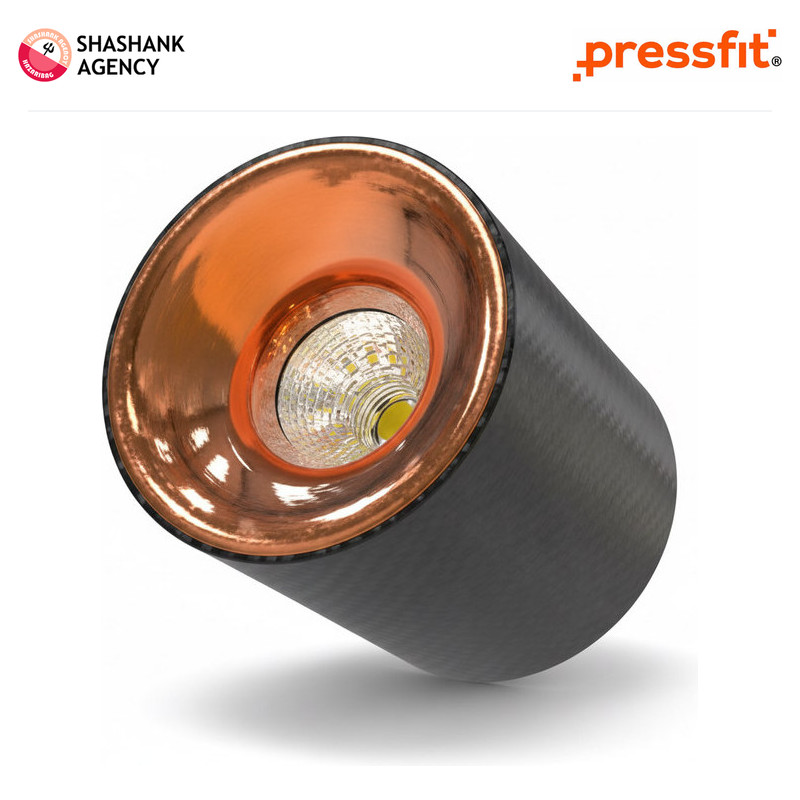 Pressfit PRESSFIT LED - Cylinder COB - Thor - RoseGold (Black) - 18w - 3000k