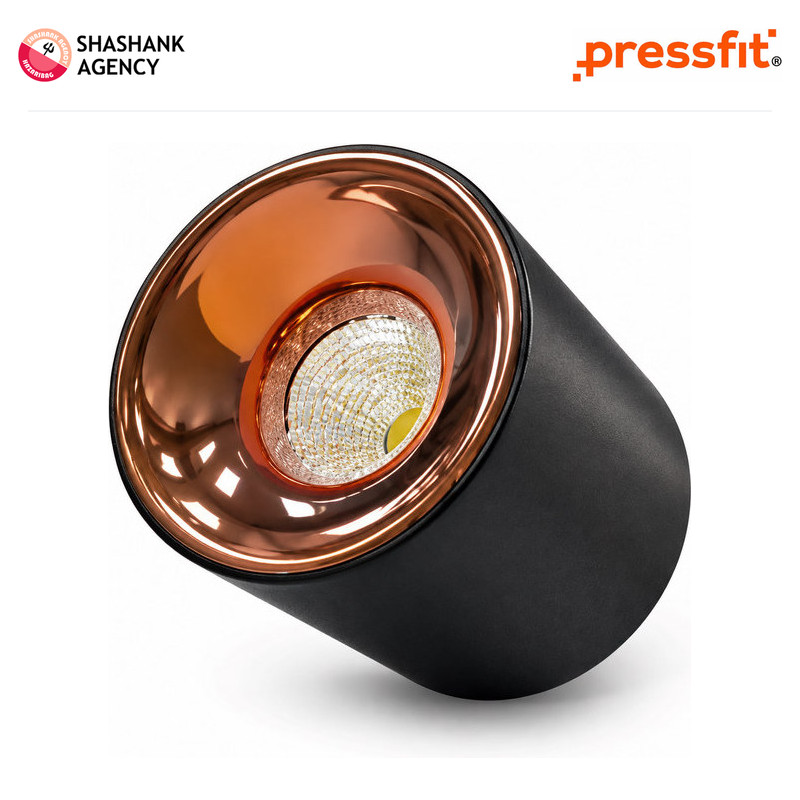 Pressfit PRESSFIT LED - Cylinder COB - Thor - RoseGold (Black) - 7w - 3000k