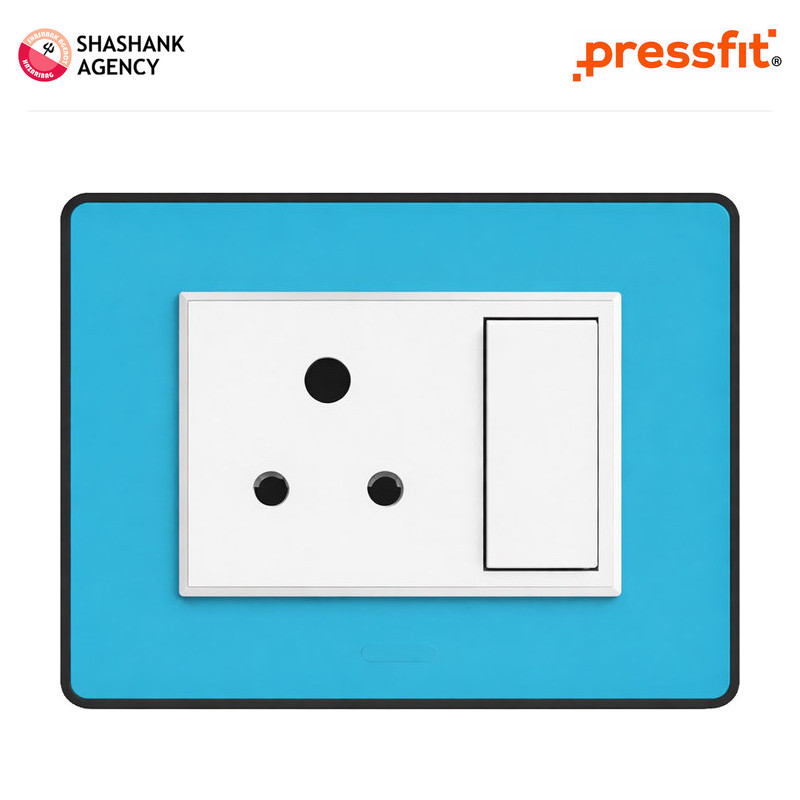 Pressfit PRESSFIT Switches - Modular Plates - Candy - 1M - Silver Border - Aqua Blue