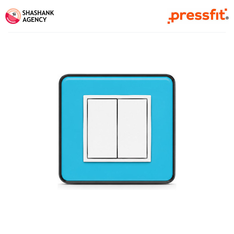 Pressfit PRESSFIT Switches - Modular Plates - Candy - 2M - Silver Border - Aqua Blue