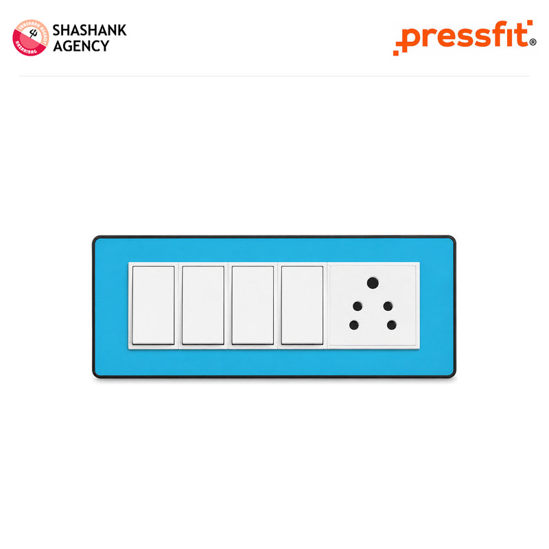 Pressfit PRESSFIT Switches - Modular Plates - Candy - 6M - Silver Border - Aqua Blue