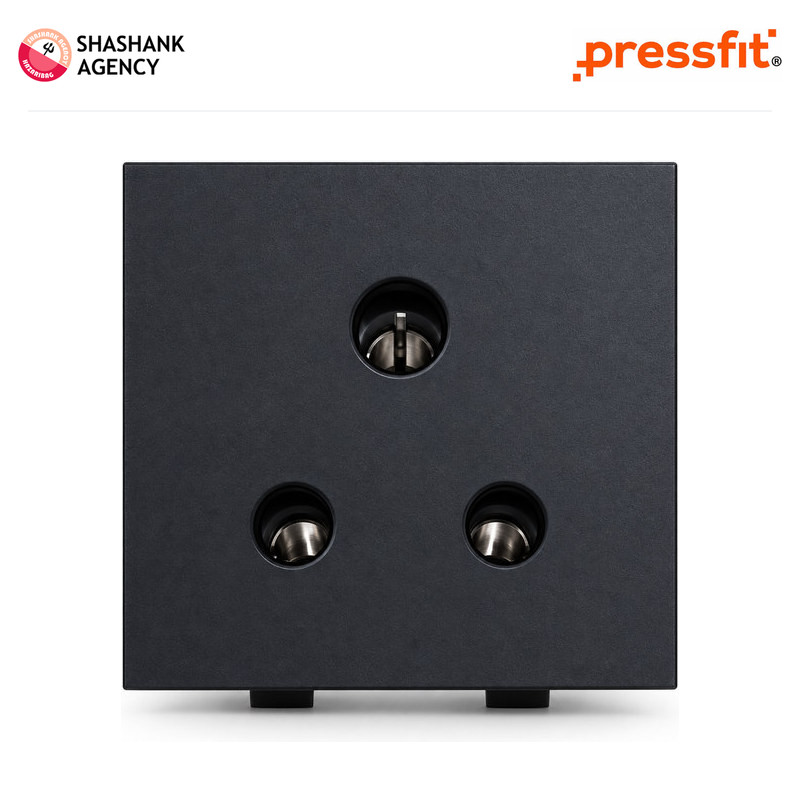 Pressfit PRESSFIT Switches - Modular Socket - Indian - 6A - 3Pin - Black