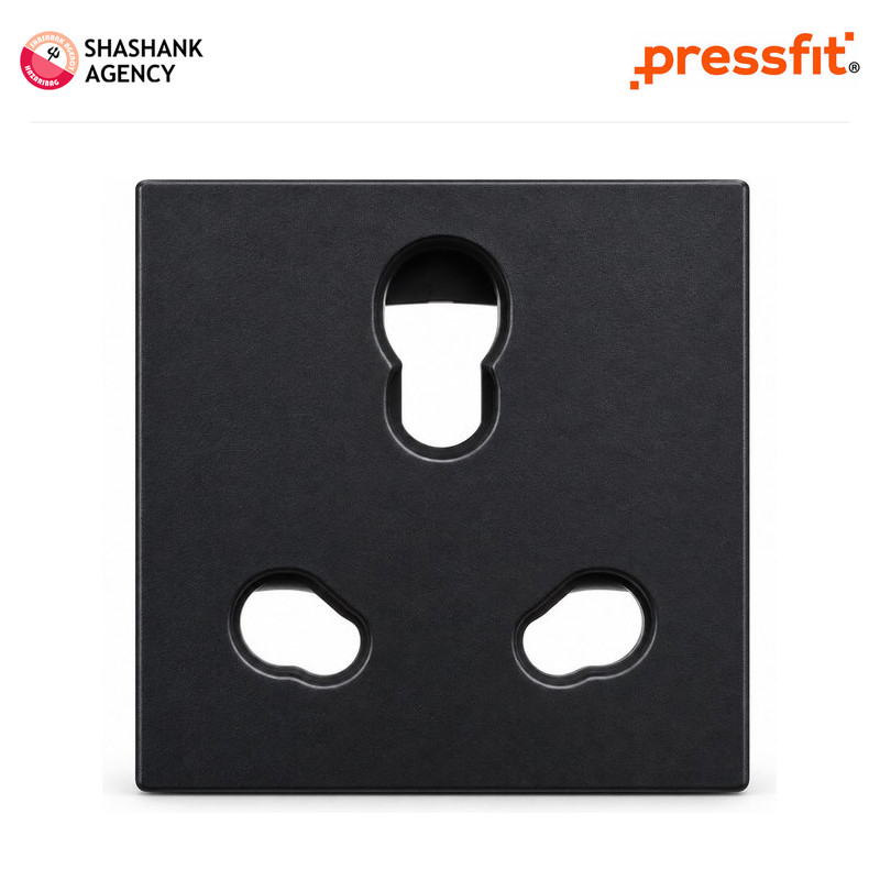 Pressfit PRESSFIT Switches - Modular Socket - Universal - 6/16 A Twin (w/ Shutter) - Black