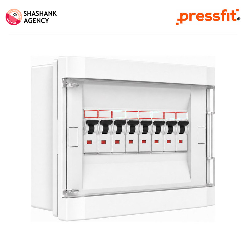 Pressfit PRESSFIT Switchgear - DB Box - Diya SPN - 8 Way - Transparent Lid